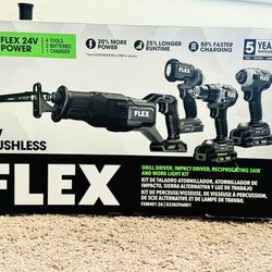 FLEX 4-Tool Brushless Power Tool Combo Kit with Soft Case (2-Batteries  and Charger Included)