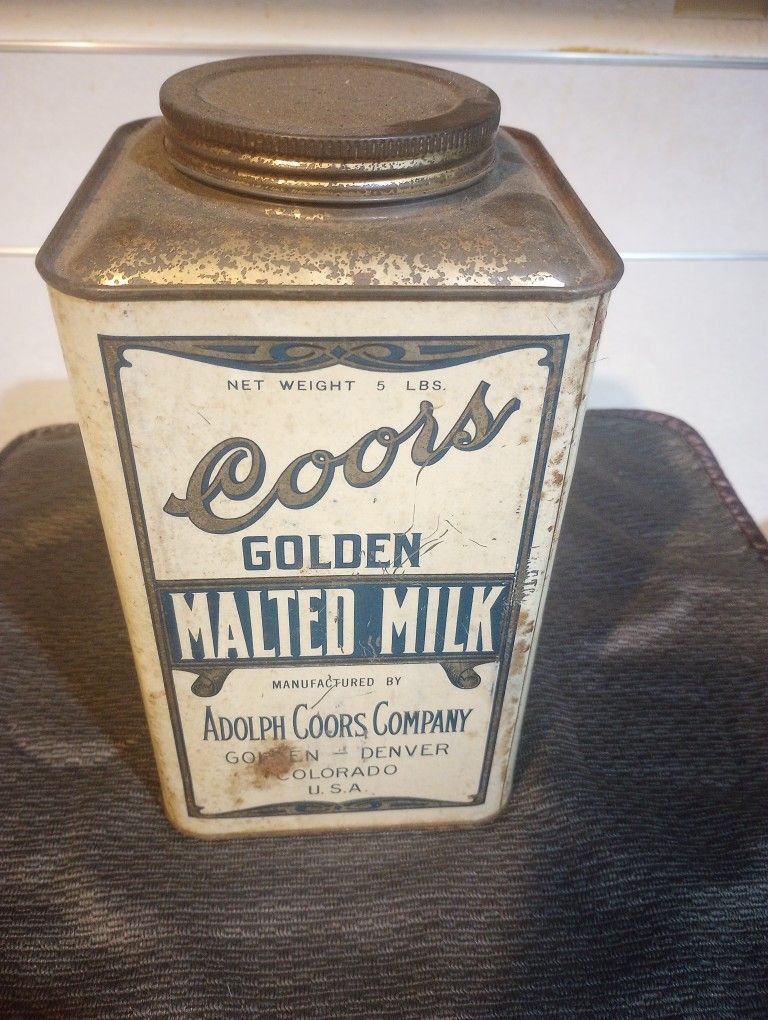 Vintage Original Coors Malted Milk Tin Container 