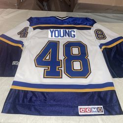 Scott Young Ccm St. Louis Blues Mic Jersey Mens Medium Sewn Clean Vintage 90s