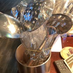 Utensils, Silver With Container