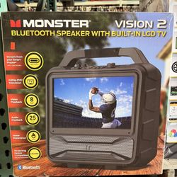 Monster Vision 2 Bluetooth Speaker With Built-In LCD TV Brand New In Box 