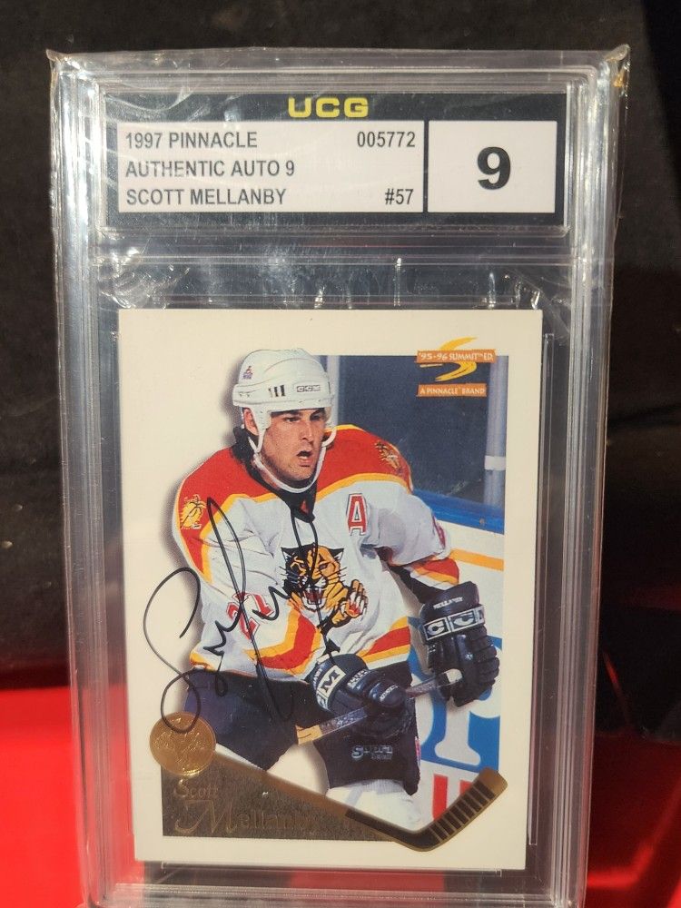 1997 Pinnacle hockey AUTHENTIC AUTOGRAPHED Scott Mellanby FLORIDA PANTHERS RARE UCG MINT 9