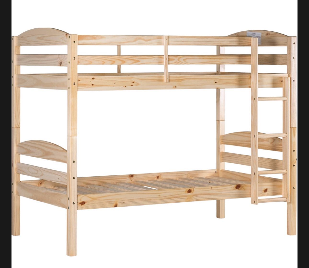 Twin over Twin Wood Bunk Bed in Natural Finish