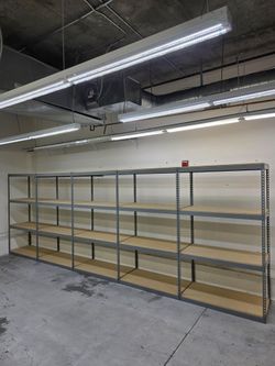4 Tier Shelving 48 in W x 24 in D American Made Used Heavy Duty Steel Boltless Storage Rack Delivery Available
