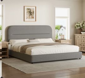 GREY BOUCLE QUEEN BED FRAME 🛌 💥BRAND NEW IN BOX ORIGINAL 💥