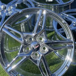EXCHANGE 19x8.5 20x11 Corvette C8 Bright Chrome wheels Factory OEM 14007 14008