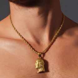 ✨ 22” Gold Rope Chain + Jesus Head Pendant | 14K Gold Plated | Brand New ✨