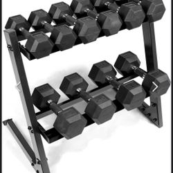 CAP Barbell 200 LB. Dumbbell Set Horizontal Rack, Model# SDR6BS-200R3C-US