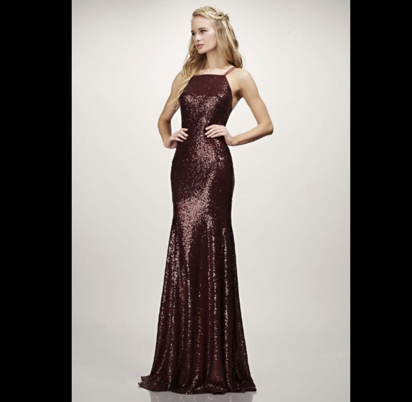 NWT Theia bridesmaids Jessica garnet sequin dress