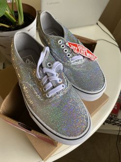 Silver Sequin Vans Womens