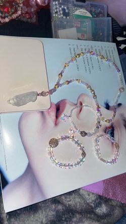 Handmade Feux Crystal Bead Necklace and Bracelet Set