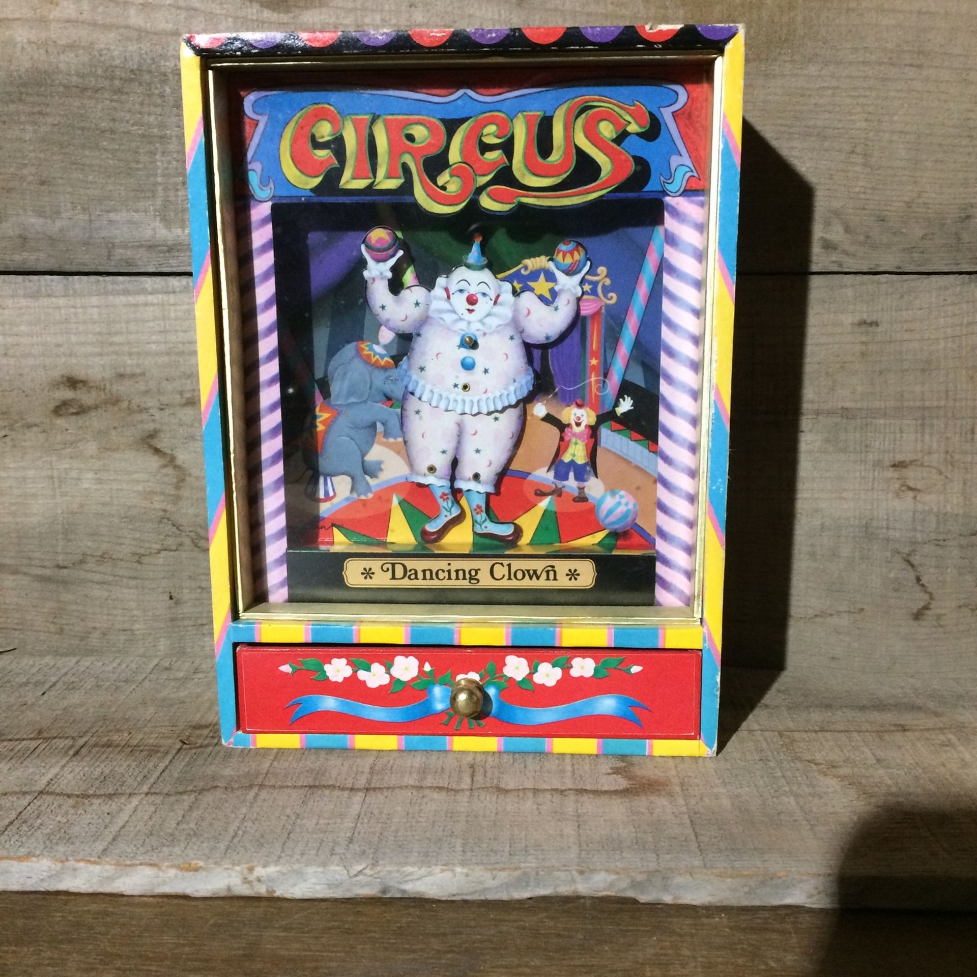 Dancing Circus Clown Jewelry Music Box Wind Up Vintage