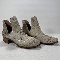 Coconuts by Matisse Pronto Cream Metallic Gold Calf Hair Split Shaft Bootie 9.5M