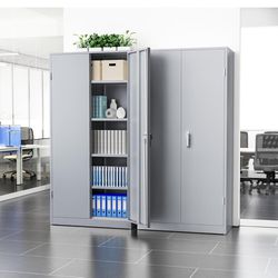 Garage Storage Cabinets with Doors and Shelves, Metal Storage Cabinet, 71" Utility Metal Filing Cabinet with Lock for Home Office, Warehouse, School 