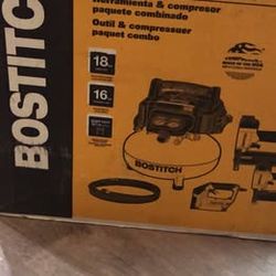 New/open-box Bostitch BTFP3KIT compressor + 3-tool combo. Complete in original box.