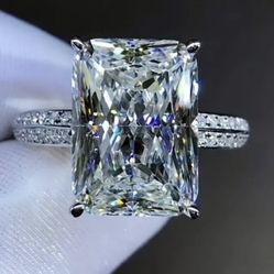 4CT Moissanite Silver Engagement Ring Size 7