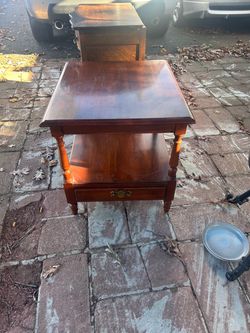 Cherry Wood End Table with Drawer