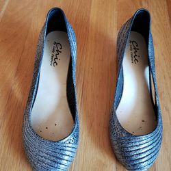 Silver Low Wedge Heels