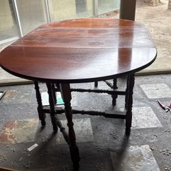 Mid Century Cherry Wood Foldable Dining Table 