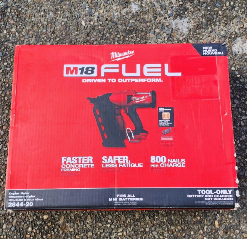 Milwaukee 2844-20 M18 FUEL Duplex Nailer, Power Type Battery
