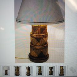 Tyndale Lamp Chicago Frederick Cooper Rotating 3-Stack Bamboo Basket Mid Century ng