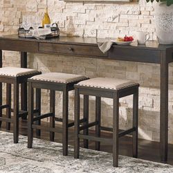 Rokane Brown Counter Height Dining Table and Bar Stools (Set of 4) 