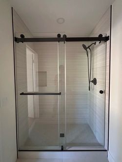 Frameless double sliding  shower door