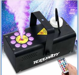 TCFUNDY 500W Fog Machine with 9 LED Lights, Vertical Smoke Machine, 12 Color Light Effect, Portable Fog Maker with Remote Control for Halloween Weddin