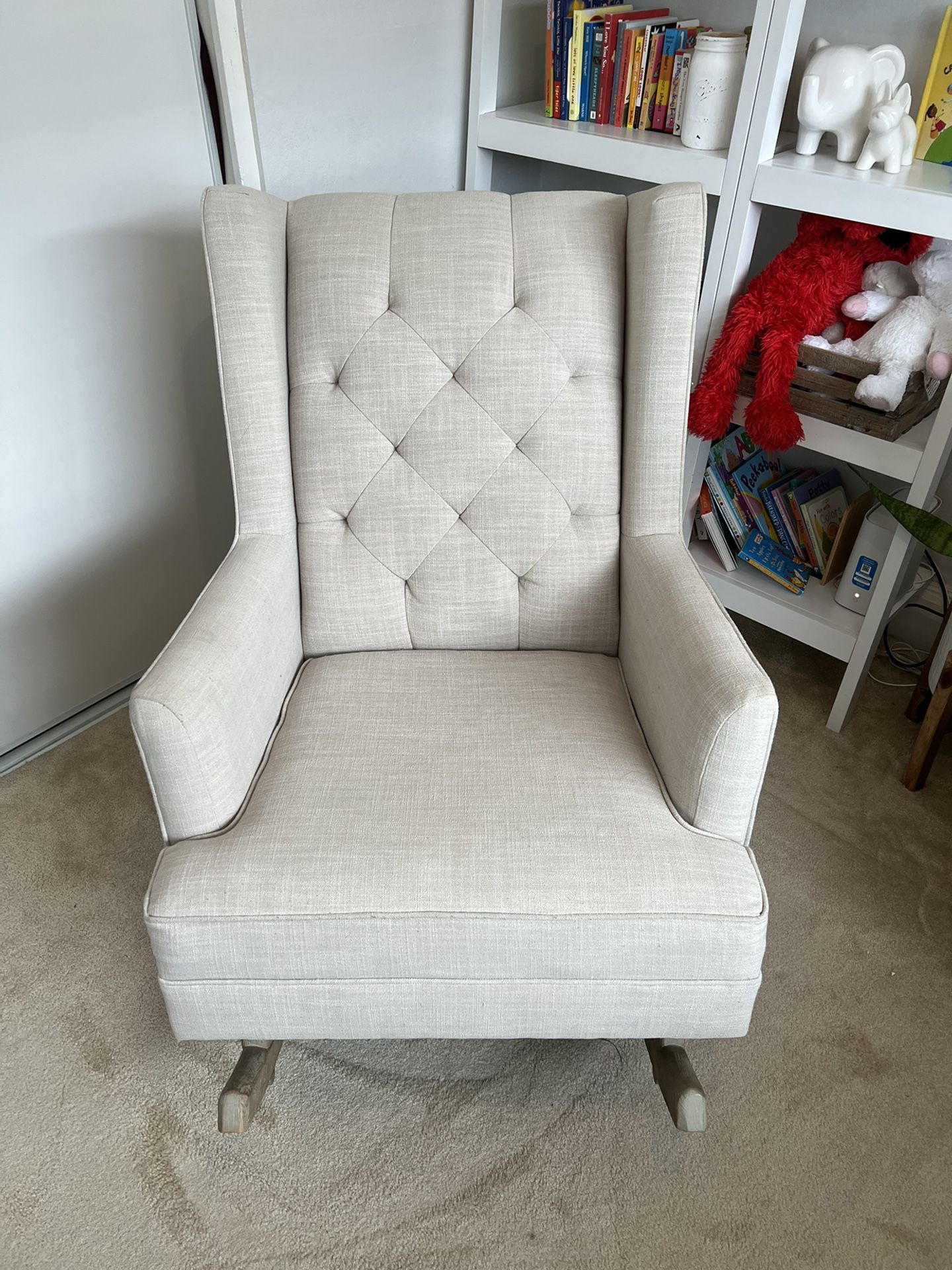 Modern Tufted Pottery Barn kids Wingback Convertible Rocking Chair