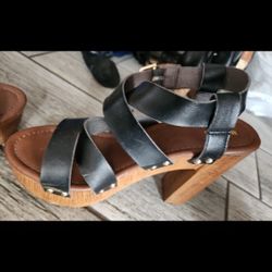 Black Strap Heels Size 8