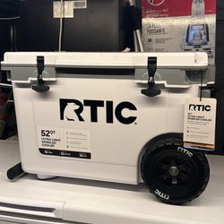 RTIC 52 QT Ultra-Light Wheeled Hard-Sided Ice Chest Cooler, Fits 78 Cans, White & Grey
