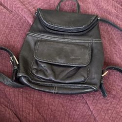 Black Leather Fossil Bookbag 