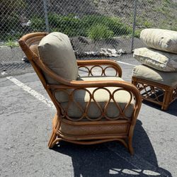 Giant Rattan Club Chair w/ Ottoman