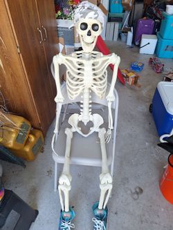 2 life size skeletons.