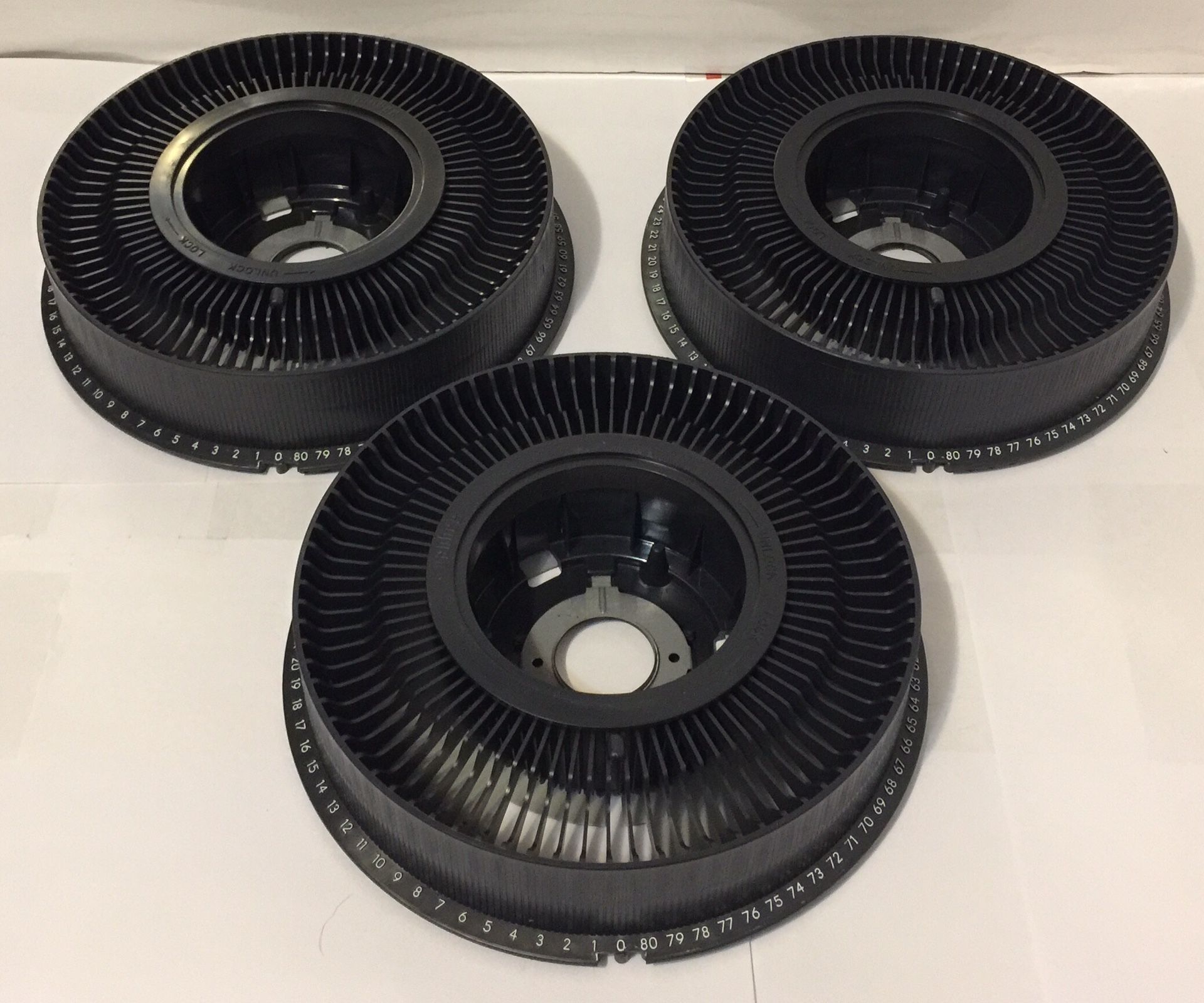 Lot of 3 Focal Rotary Slide Trays For Kodak Carousel Slide Projectors