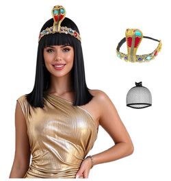 New! Cleopatra Wig and Headpiece