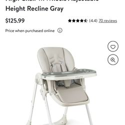 Foldable High Chair w/Wheels