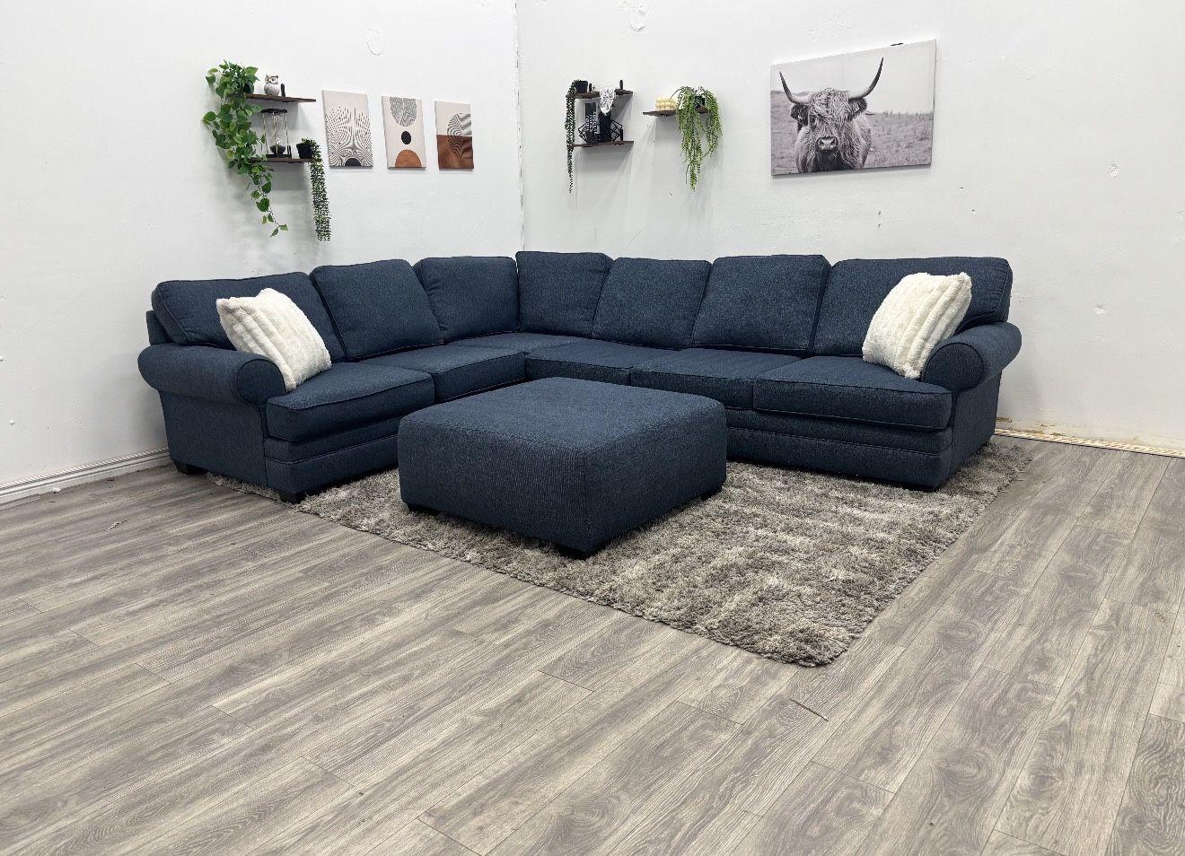 Navy Sectional Couch - Free Delivery