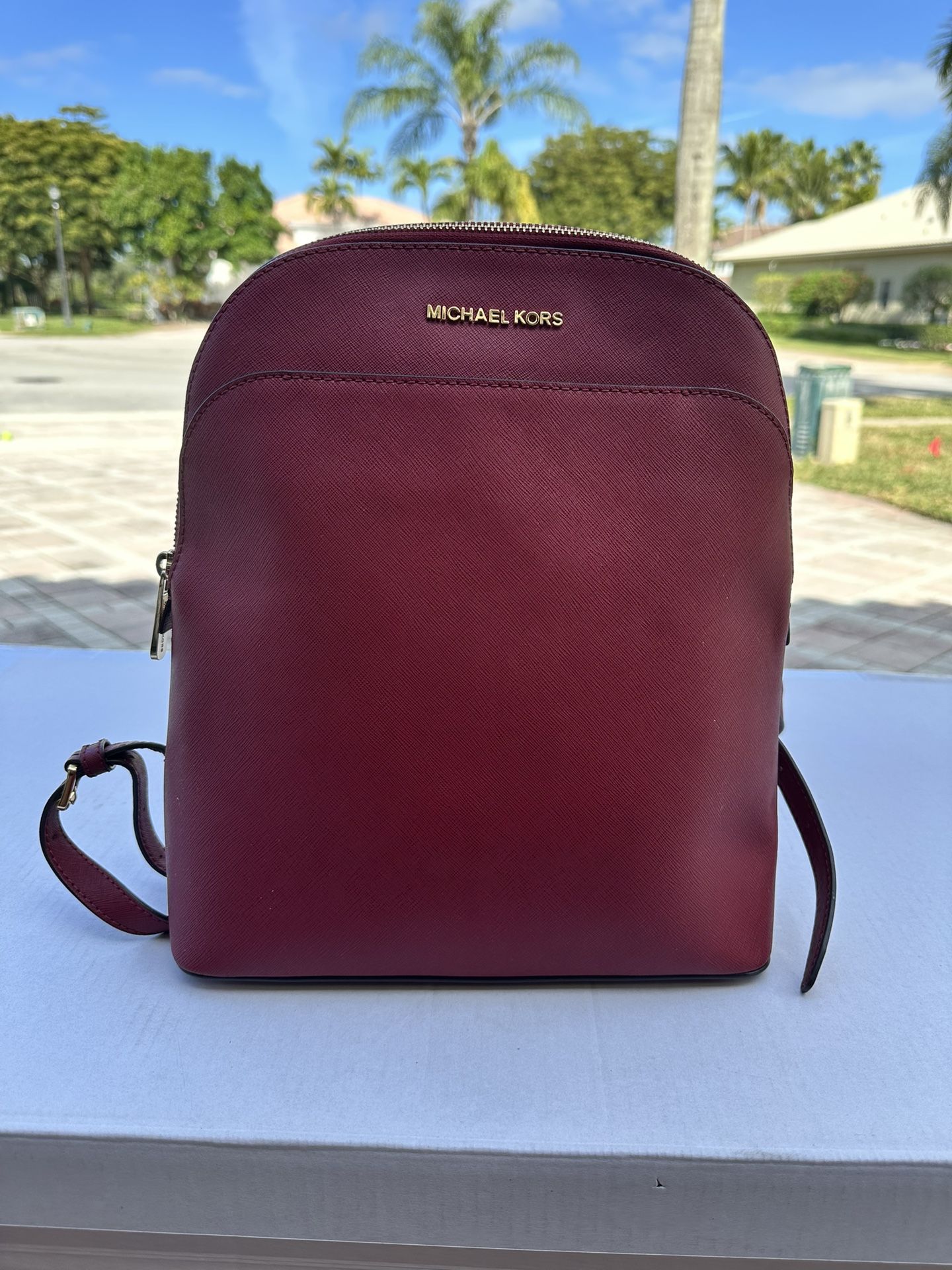 Used Authentic Red Michael Kors Backpack Purse