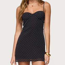 Y2K Polka Dot Mini Dress (Edikted / Coquette / Cupped)