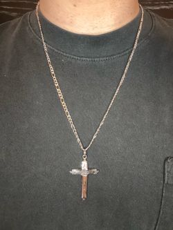 Figaro chain stainless steel necklace with Cross Pendant