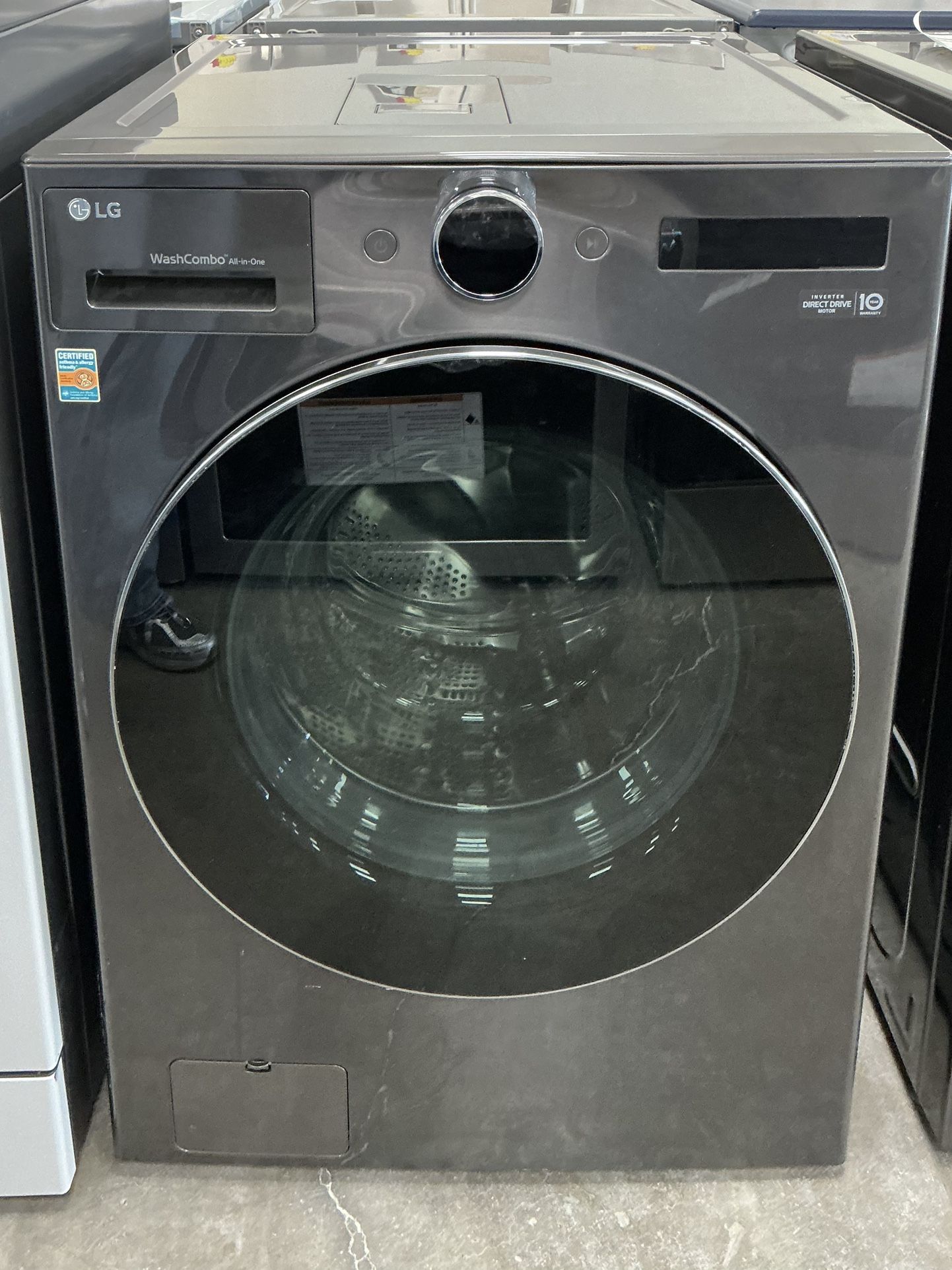 LG 5.0 cu.ft. Smart Front Load Electric All-in-One Washer Dryer Combo with Free One Year Warranty
