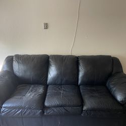FREE black leather couch (pick-up only)