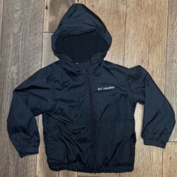 Columbia Boys Black Hooded Full Zip Jacket Fleece Lined Nylon XS