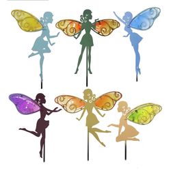(6) Fairy Decorative Garden Stake - Outdoor Metal Pathway Decoration