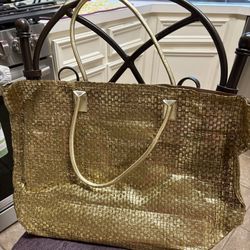 Gold Lined Large Tote Bag 
