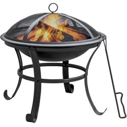 Firepit for Outside Outdoor Small Fire Pit,Durable Firepit with Mesh Lid,Log Grate,and Fire Poker,Fire Pit for Outside Backyard.Deck.Camping and Picni