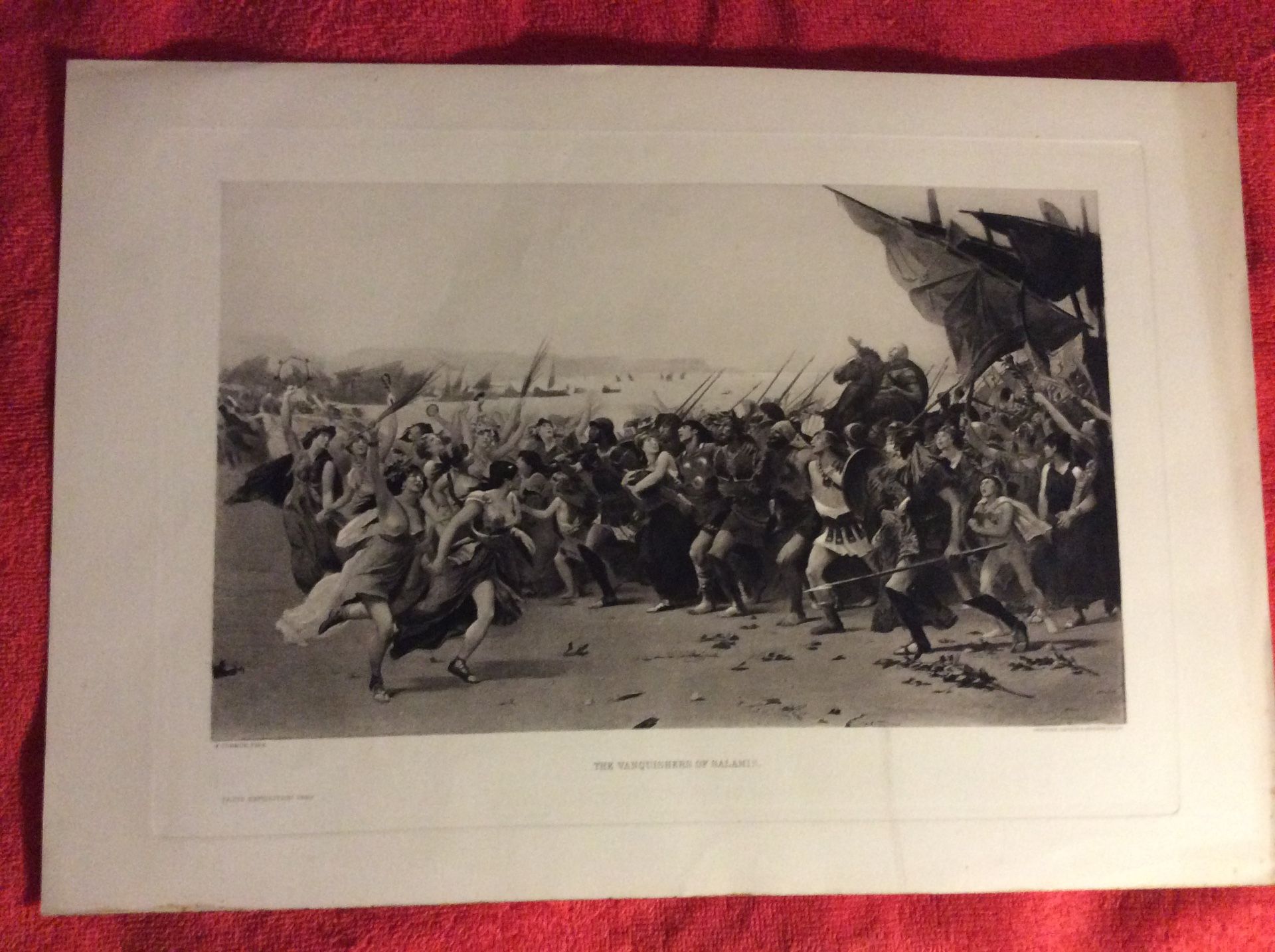 THE VANQUISHERS OF SALAMIS ORIGINAL PHOTOGRAVURE FERNAND CORMON LATE 1800S