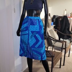 Blue Print Flare skirt Free Matching Flats