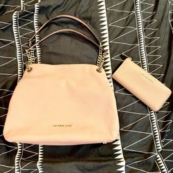 Michael Kors Raven Large Leather Shoulder Bag And wallet-Pink